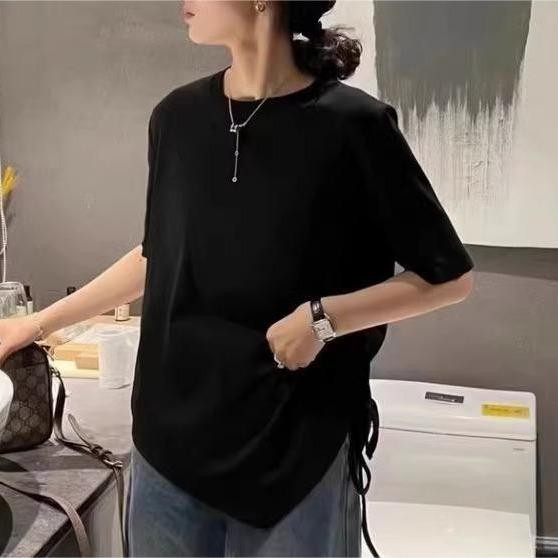 เสื้อยืด เสื้อยืดสีดำ เสื้อ เสื้อยืดผู้หญิงเกาหลี เสื้อดํา