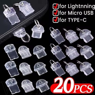 5/10/20 ชิ้นปลั๊กป้องกันฝุ่น - สําหรับ Type-C Micro-USB iOS - พอร์ตชาร์จโทรศัพท์ปลั๊ก Caps - โปร่งใส DIY โทรศัพท์จี้ปลั๊ก - กันน้ําโทรศัพท์ Stopper ฝาครอบป้องกัน