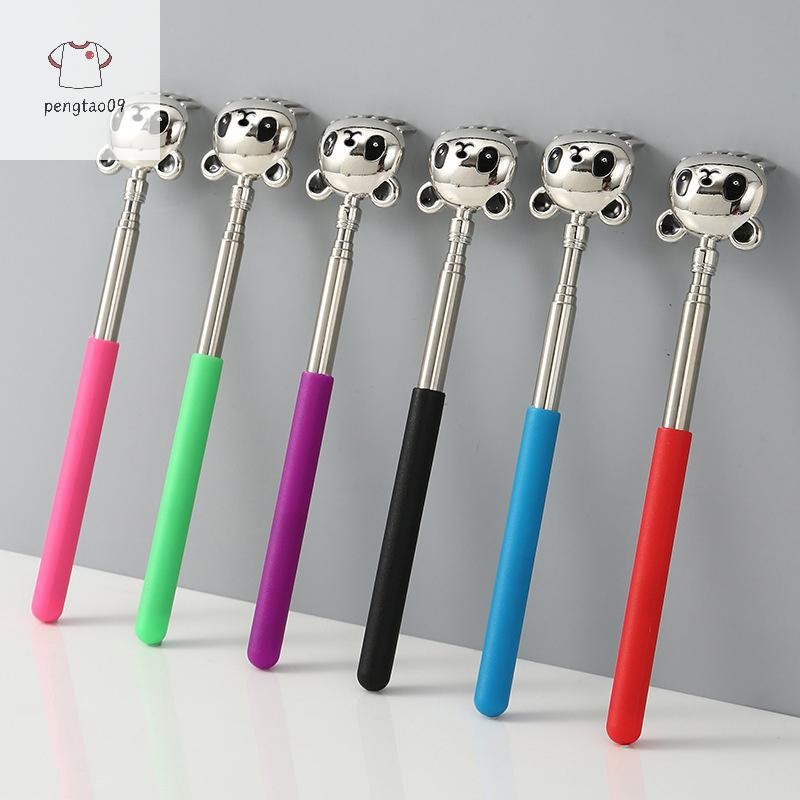 Pengatao09 Panda หกฟันสแตนเลส Back Scratcher Telescopic กลับอาการคันบรรเทานวดแบบพกพาสําหรับชายชราในครัวเรือนใหม่