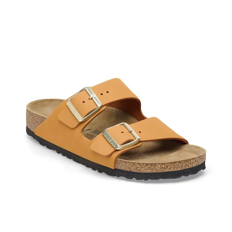 รองเท้าแตะ BIRKENSTOCK  Soft Sole ใหม่พร้อมหัวเข็มขัดกระดุมสองแถวฝ้าและพื้นผิวหนังกํามะหยี่ย้อนยุค