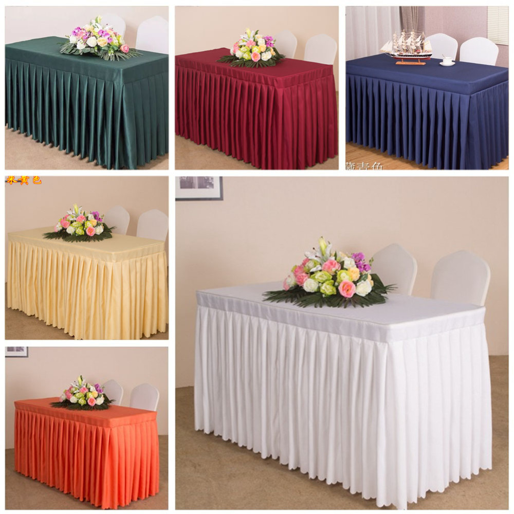 usboon ผ้าคลุมโต๊ะ แบบสี่เหลี่ยม จับจีบสำเร็จรูป สำหรับโต๊ะประชุมและสัมนา มีขนาดให้เลือกเยอะ