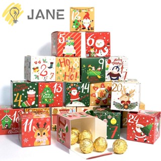 Jane กล่องขนม ปฏิทินคริสต์มาส 24 วัน 1-24 ช่อง DIY สําหรับตกแต่งบ้าน 24 ชิ้น