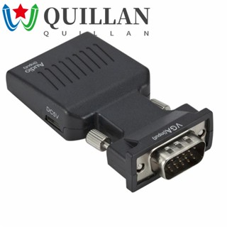 Quillan อะแดปเตอร์แปลง VGA เป็น HDMI คอมพิวเตอร์ เป็น TV VGA เป็น HDMI สายไฟ Micro Usb แบบพกพา ความละเอียดสูง สายเคเบิลเชื่อมต่ออะแดปเตอร์โทรทัศน์