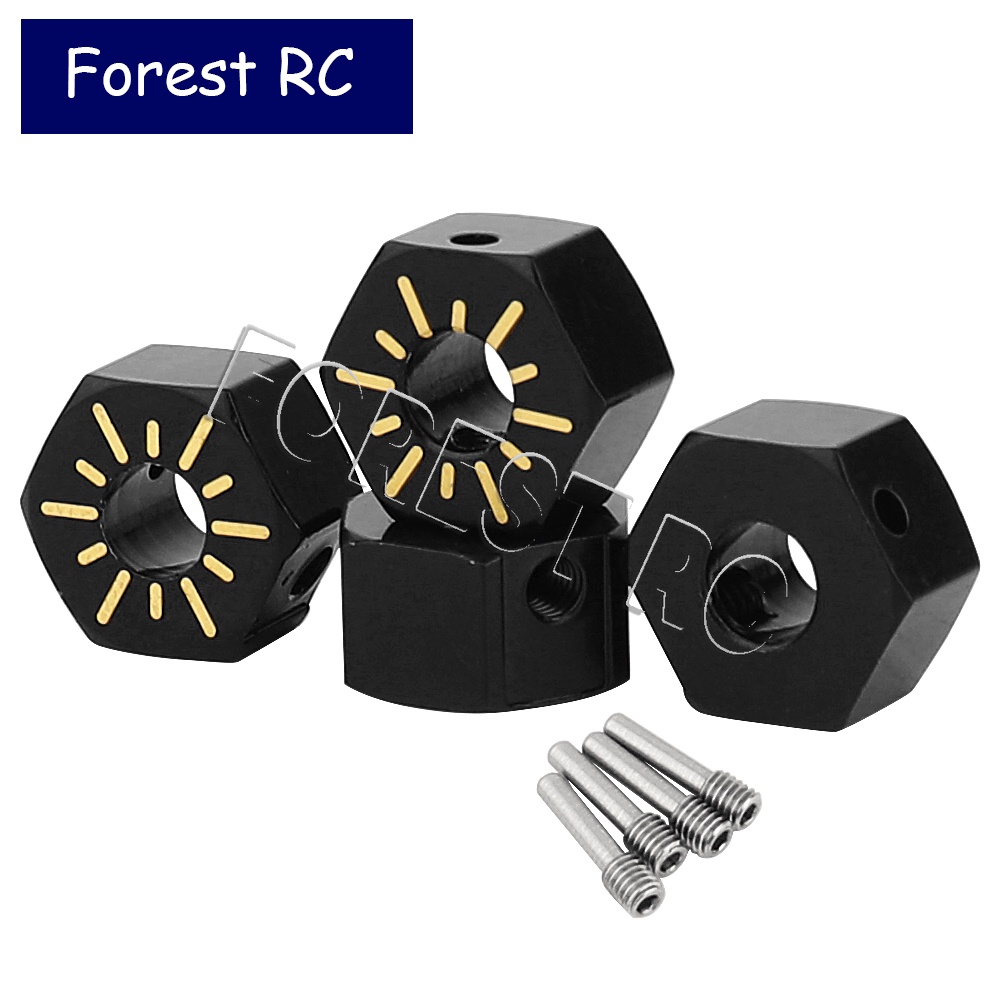 4pcs เคลือบสีดําทองเหลือง 12 มม.ล้อ Hex Hubs ไดรฟ์ Adaptors สําหรับ 1/10 RC Crawler Axial SCX10 PRO 