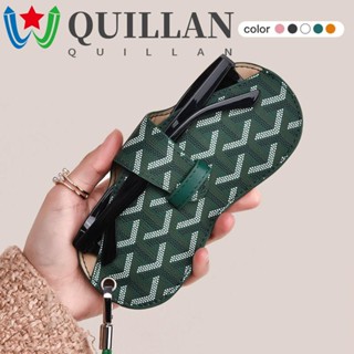 Quillan กระเป๋าใส่แว่นตา หนัง PU ลายตัวอักษร พร้อมสายคล้อง แบบพกพา สําหรับนักเรียน