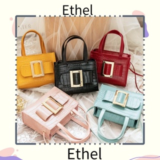 Ethel1 กระเป๋าสะพายไหล่ สะพายข้าง หนัง PU ทรงสี่เหลี่ยม ลายหนังจระเข้ ขนาดเล็ก คุณภาพสูง สีพื้น สําหรับผู้หญิง