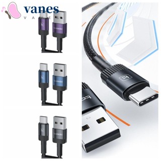 Vanes1 สายชาร์จ USB Type C 3A อะลูมิเนียมอัลลอย QC 3.0 Type-C 0.5 1 2 ม. ชาร์จเร็ว