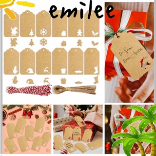 Emilee ป้ายแท็กกระดาษคราฟท์ พิมพ์ลายซานตาคลอส สโนว์แมน 48 96 144 ชิ้น DIY