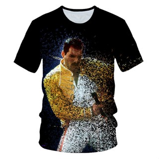 เสื้อยืด พิมพ์ลายนักร้อง Freddie Mercury สไตล์ฮาราจูกุ สตรีท