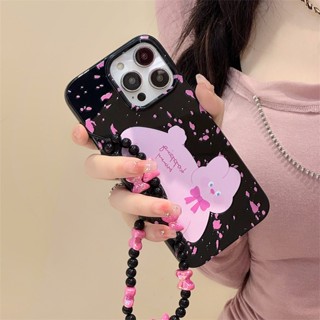 [พร้อมส่ง] เคสโทรศัพท์มือถือเจลลี่เงา ลายการ์ตูน พร้อมสายคล้องมือ สําหรับ Apple iPhone 15 14 13 12 11 PROMAX XS XR XSMAX SE2020 6 7 8PLUS MINI