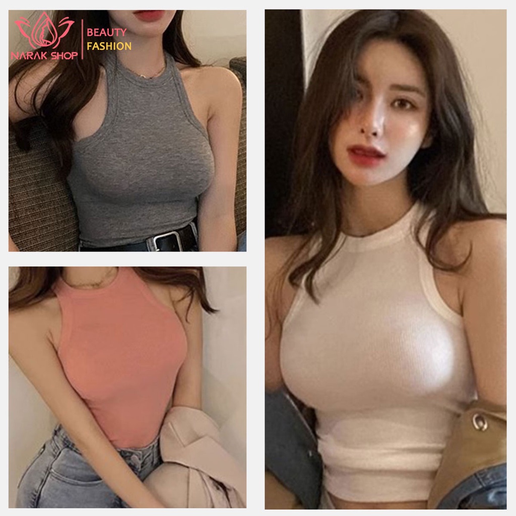 เสื้อครอปแขนกุดผ้านุ่ม ไม่บาง | ผ้าร่องเล็ก กระชับสัดส่วน