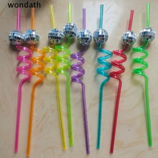 Wonda หลอดดูดดิสโก้ หลากสี ใช้ซ้ําได้ 8 สี สําหรับปาร์ตี้วันเกิด 16 แพ็ค