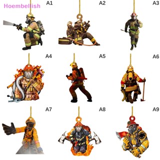 Hoe&gt; จี้ตุ๊กตานักดับเพลิง สําหรับแขวนตกแต่งกระจกมองหลังรถยนต์