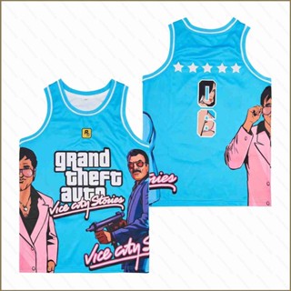 เสื้อกีฬาบาสเก็ตบอล QY GTA Vice City Stories Ice Blue Jersey พลัสไซซ์ สําหรับผู้ชาย และผู้หญิง