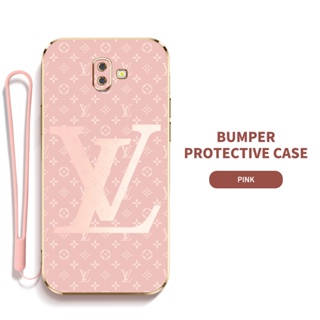 LV Ybd เคสโทรศัพท์มือถือ ซิลิกาเจล พร้อมสายคล้อง บาง ป้องกันเลนส์ สําหรับ Samsung Galaxy J6 Plus J6+ J7 2017 J7 Pro J7 Prime J730 ON7 2016