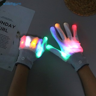 Widefigure ถุงมือเรืองแสง LED รูปหัวกะโหลก หลากสีสัน สําหรับตกแต่งปาร์ตี้ฮาโลวีน คริสต์มาส 1 ชิ้น