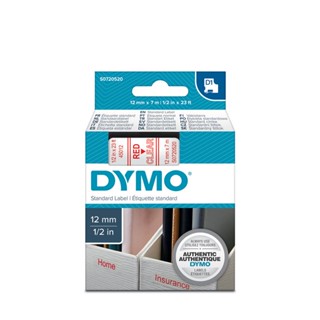 DYMO เทปพิมพ์อักษร 12มม.x7ม. ตัวอักษรแดง เทปขาว รุ่น D1