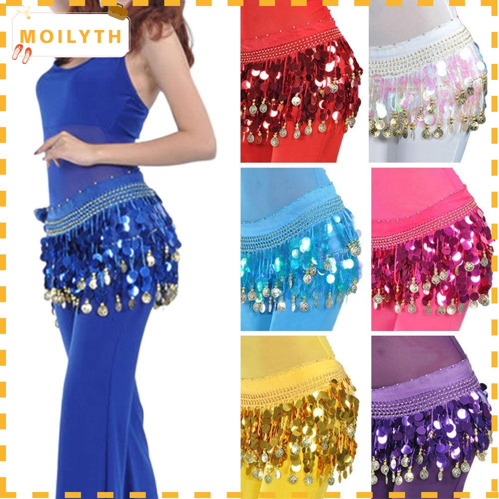 Moilyth เข็มขัดเต้นรําหน้าท้อง สําหรับไทย / อินเดีย / อาหรับ เลื่อมแสดงเครื่องแต่งกาย กระโปรงเต้นรํา