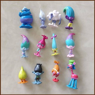 Ns2 โมเดลตุ๊กตาฟิกเกอร์ Trolls Poppy Branch Bridget ของเล่น ของสะสม สําหรับตกแต่งบ้าน 12 ชิ้น SN2