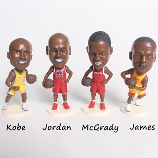 ตุ๊กตาฟิกเกอร์ NBA KOBE JORDAN McGrady JAMES Basketball Star Q Version อุปกรณ์เสริม สําหรับตกแต่งรถยนต์ ของที่ระลึก 4 ชิ้น ต่อชุด