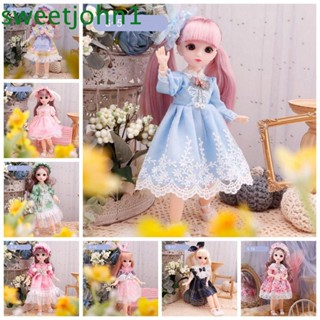 Sweetjohn ตุ๊กตาบานพับ 3D สีบลอนด์ พร้อมเสื้อผ้า 1/6 bjd 30 ซม. หลากสี 30 ซม. ของเล่น ของขวัญวันเกิด