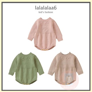 Laa6- ชุดจั๊มสูท คอกลม แขนยาว ผ้าแจ็คคาร์ด สีพื้น สําหรับเด็กทารก