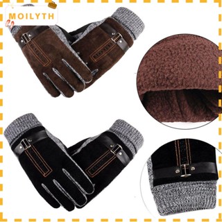 Moilyth ถุงมือหนัง แบบหนา กันลม ขนาดใหญ่ แฟชั่นฤดูหนาว