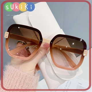 Sukiki แว่นกันแดด ขนาดใหญ่ แฟชั่น UV400 แว่นตาไดรเวอร์ วินเทจ สี่เหลี่ยม