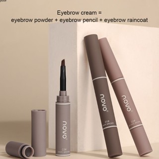 BrowCream Pro กันน้ำ Long Lasting Eyebrow ดินสอปลายคู่สำหรับ Naturally Defined Brows brow eyeliner ปากกา 3 สี no smudge คิ้วปากกาเครื่องสำอางครีมเขียนคิ้ว puueqg