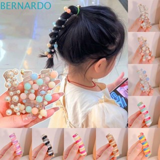 Bernardo ยางรัดผมหางม้า แบบใส ประดับลูกปัดไข่มุก สีรุ้ง แฟชั่น สําหรับเด็ก