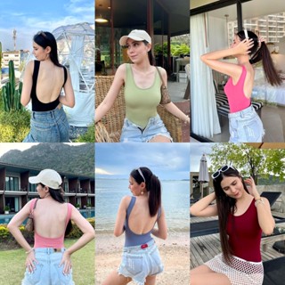 💡Hot bodysuit💡 บอดี้สูทเปิดหลัง ใส่ตัวเดียวหรือแมชกับท่อนล่างก็ปัง ผ้าเรย่อนเนื้อหนา ผ้านุ่มยืด4ด้าน