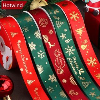 Hotwind ริบบิ้นโพลีเอสเตอร์ พิมพ์ลายคริสต์มาส ขนาด 25 มม. ยาว 10 หลา แฮนด์เมด DIY สําหรับตกแต่งห่อของขวัญคริสต์มาส R1V7