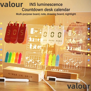 Valour บอร์ดนับถอยหลัง มีไฟ LED ลบได้ ชาร์จ USB พร้อมปากกาเขียนข้อความ สําหรับตกแต่ง