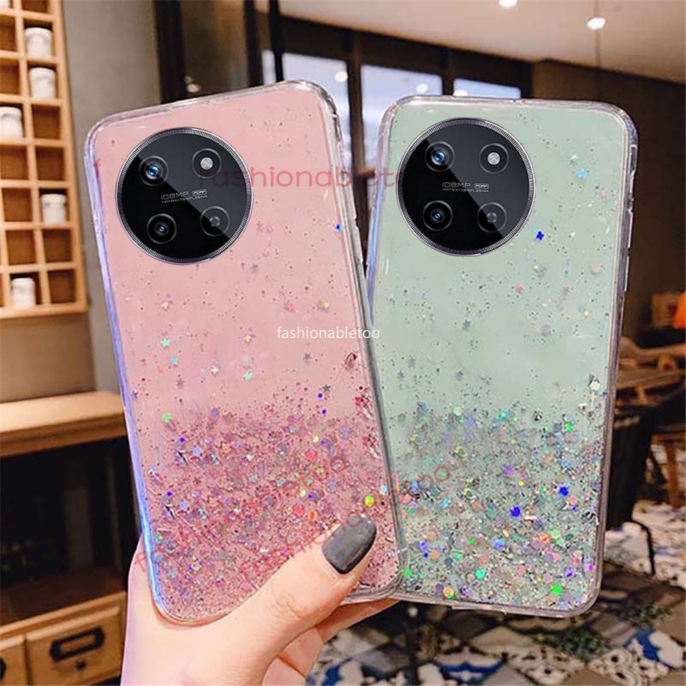 เคสโทรศัพท์มือถือ ซิลิโคนนิ่ม ใส กันกระแทก แต่งกลิตเตอร์ฟอยล์ ระยิบระยับ สําหรับ Realme 11 12 pro plus 12pro+ 12proplus 11proplus 11Nfc 11X Realme11pro+ Realme12+