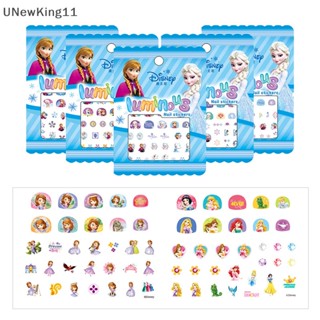 Unewking สติกเกอร์เรืองแสงในที่มืด ลายเจ้าหญิง Frozen Sophia Minnie Mouse The Pooh สําหรับตกแต่งเล็บ