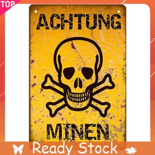 แผ่นป้ายโลหะดีบุก ลาย Achtung Minen สไตล์วินเทจ ขนาด 30x40 ซม. สําหรับบาร์ ผับ คลับ คาเฟ่