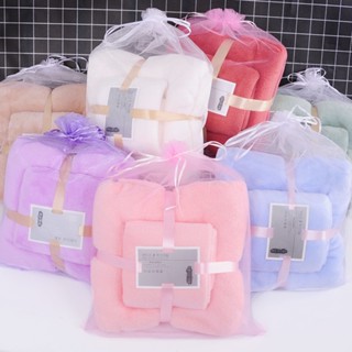 ไมโครไฟเบอร์ ผ้าขนหนูเซต 2ชิ้น (ผ้าเช็ดตัว+ผ้าเช็ดผม) รุ่นนุ…