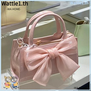 Wttle กระเป๋าถือ หนัง PU ทรงคลัทช์ ประดับโบว์ สีชมพู แฟชั่นฤดูร้อน สําหรับสตรี