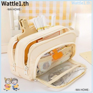 Wttle กระเป๋าเครื่องเขียน กระเป๋าดินสอ ผ้าแคนวาส PVC แบบใส มีซิป หลายชั้น จุของได้เยอะ สําหรับสํานักงาน