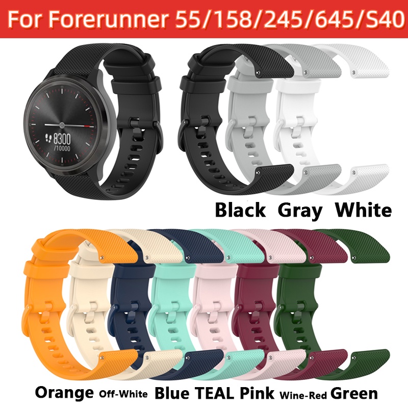 สายนาฬิกาข้อมือซิลิโคน ลายตาราง ขนาดเล็ก 20 มม. แบบเปลี่ยน สําหรับ Garmin Forerunner 55 158 245 645 Music Approach S40 Sport Smart Watch