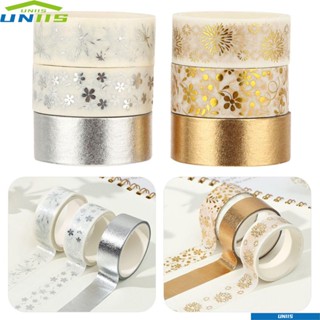 Uniis สติกเกอร์เทปวาชิ ฟอยล์สีทอง สําหรับตกแต่งไดอารี่ 6 ม้วน ต่อชุด