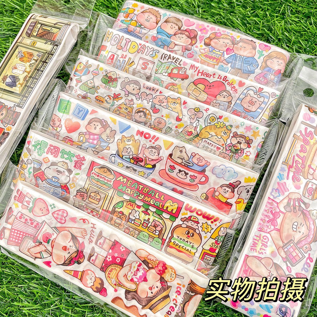 Meatball หลายสไตล์ความยาววงจรเลือกการ์ตูนน่ารักเดินทาง washi กระดาษแยกเทปสติกเกอร์