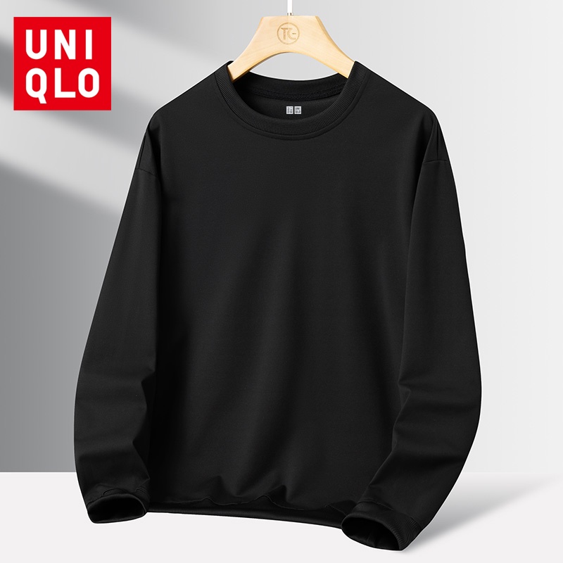 Uniqlo M-5XL Crewneck Long Sleeve Undershirt Mens Sweatshirt Solid Color Top T-shirt