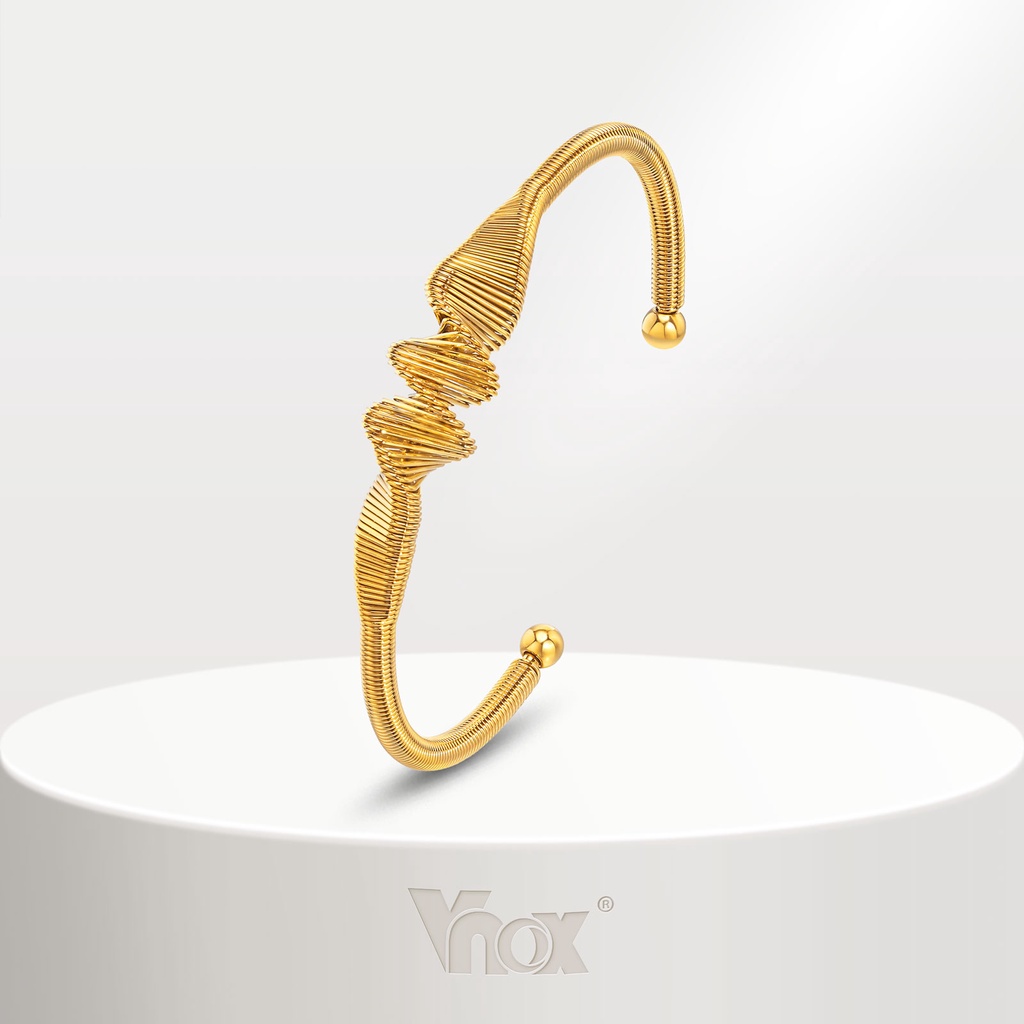Vnox สร้อยข้อมือเกลียว สเตนเลส 18K สีทอง เครื่องประดับแฟชั่น สําหรับผู้หญิง