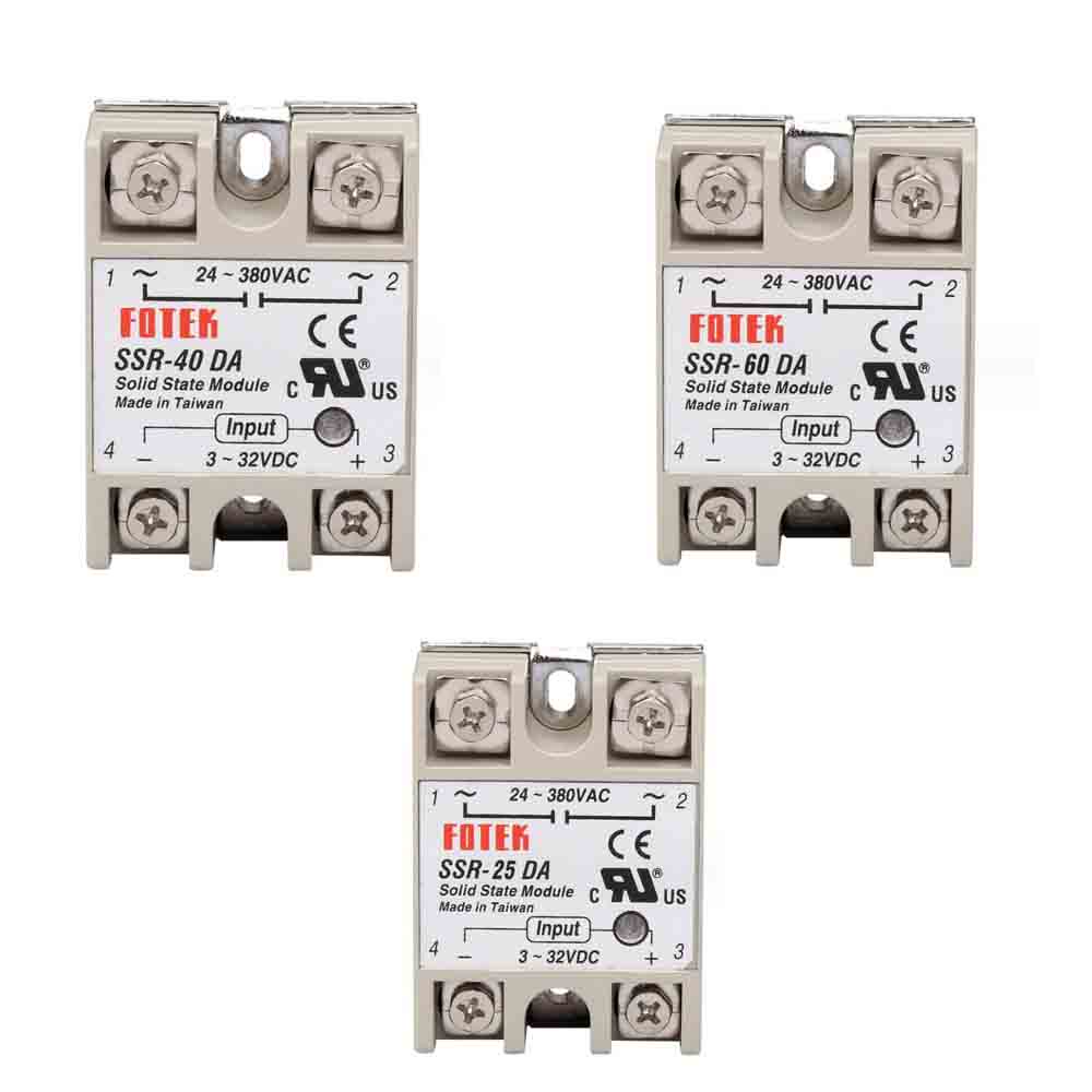 โมดูลรีเลย์ควบคุมอุณหภูมิ SSR-40DA 25DA 60DA DC เป็น AC 24V-380V 40A 250V 25A 250V 60A 250V