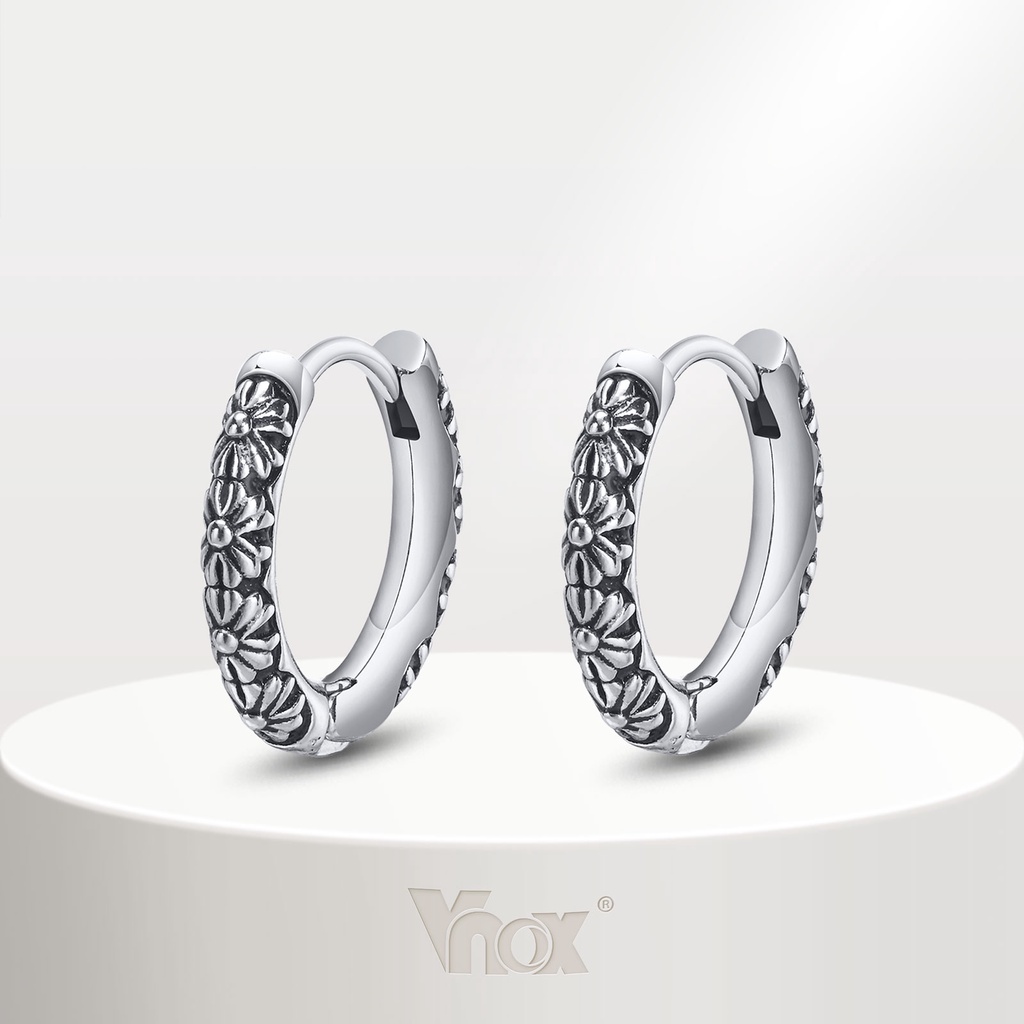 Vnox ต่างหูแหวน สเตนเลส สไตล์วินเทจ เครื่องประดับ ของขวัญ สําหรับผู้ชาย ผู้หญิง