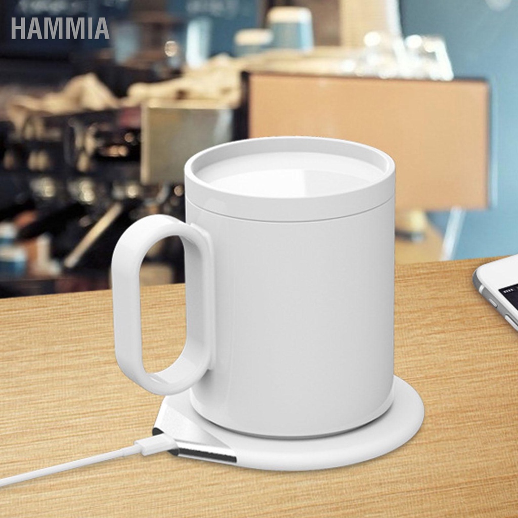 HAMMIA เครื่องอุ่นแก้ว Pad ไร้สายอุณหภูมิคงที่มัลติฟังก์ชั่ USB แหล่งจ่ายไฟเครื่องอุ่นกาแฟไฟฟ้าชุดสำหรับ
