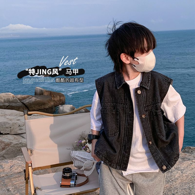 เสื้อกั๊กยีนแขนกุด สําหรับเด็กผู้ชาย 2023