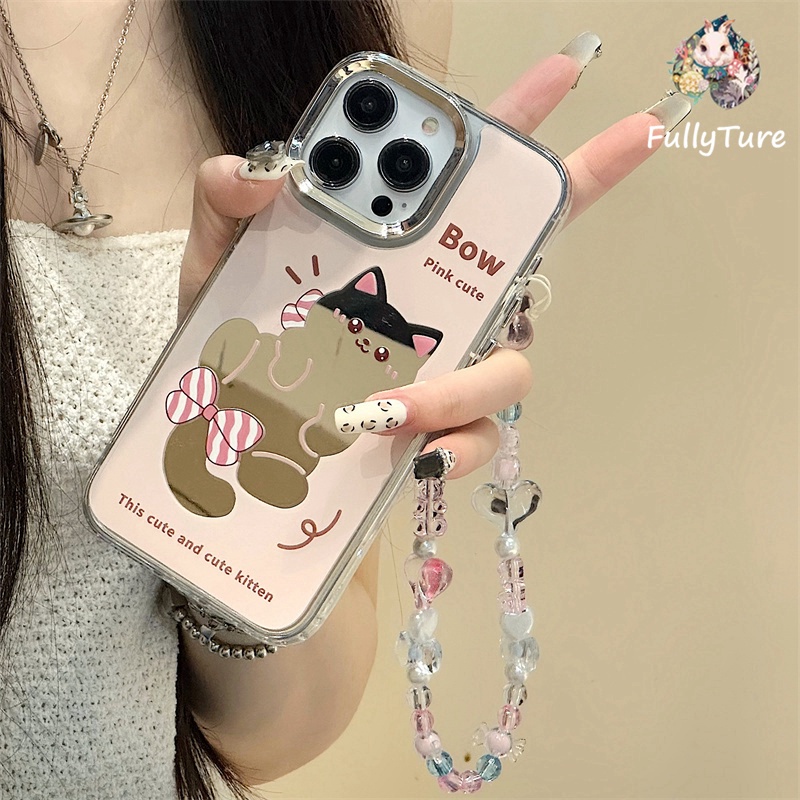 เคสโทรศัพท์มือถือ พร้อมกระจกแต่งหน้า และสายคล้องข้อมือ คุณภาพสูง หรูหรา สําหรับ Iphone15 13 12 11