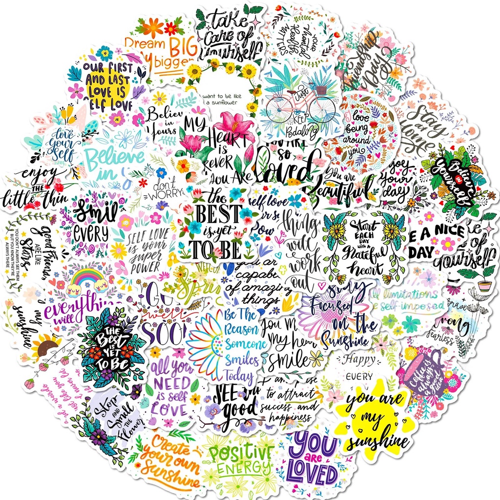 10/50 buah stiker frasa motivasi stiker kutipan kehidupan inspirasional DIY Laptop buku tempel dekor